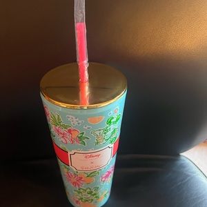 NWT Disney Parks x Lilly Pulitzer Mickey & Minnie Mouse Tumbler Cup With Straw